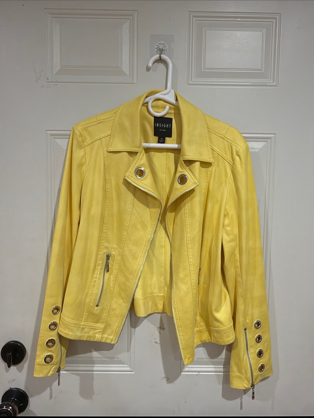 Insight Yellow Faux Leather Moto Jacket